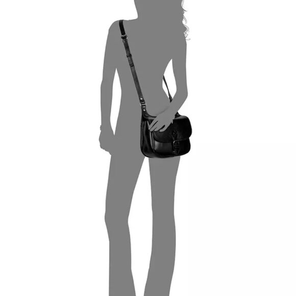 PATRICIA NASH BLACK LINNY SADDLE BAG NWT LEATHER CROSSBODY ORIG. $199 - Picture 4 of 5